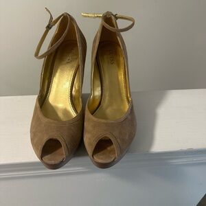 Guess Women's Brown Peep Toe Heels